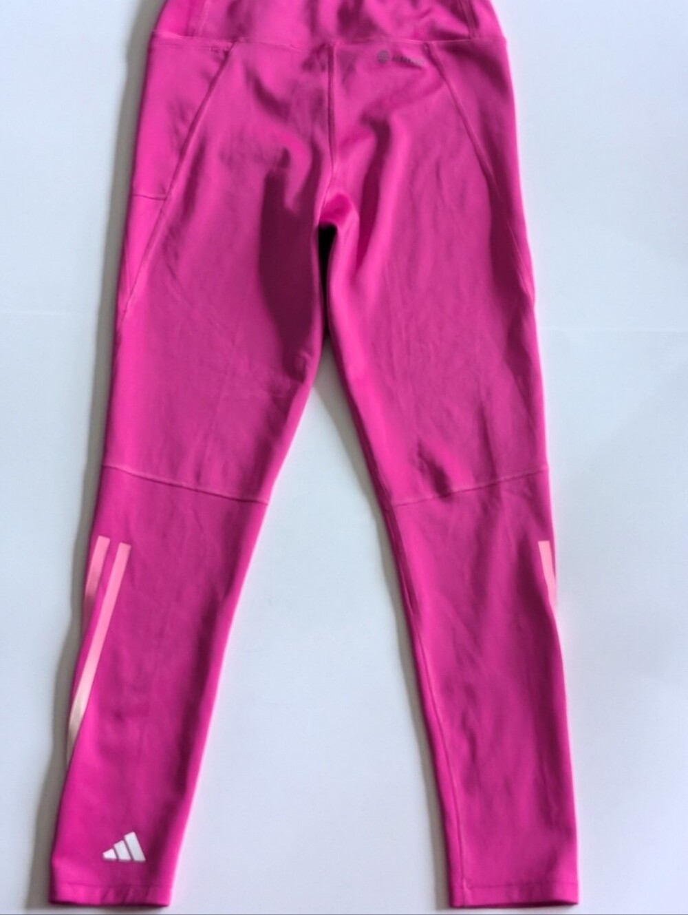 Adidas Girls AEROREADY Pink 3-Stripe Athletic Leggings - Size 13-14Y (Large)